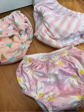 Pink Floral & Stripe Kids Swim Diaper Cover - Pack of 3
